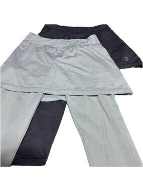 Lot Of 2 Sofibella Capri Leggings Skorts XS Charcoal/Stone Gray Sport Skirts